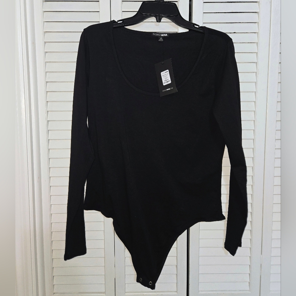 Fashion Nova Women's 1X Black Right On Cue Bodysuit NEW